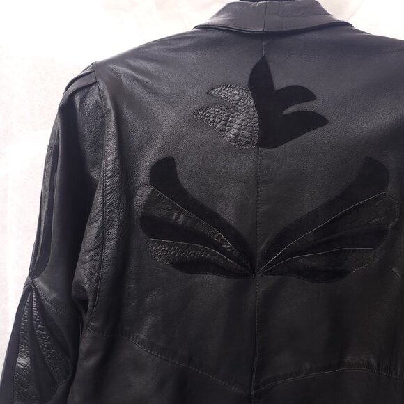 Wing-embroidered Leather Jacket - Picture 2 of 10